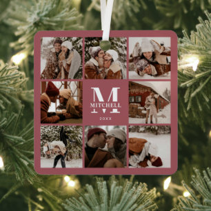 Modern Simple Couple Foto Collage Mit Monogramm Ornament Aus Metall