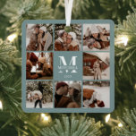 Modern Simple Couple Foto Collage | Monogramm Ornament Aus Metall<br><div class="desc">Dieses 8 Foto Collage Modern Family Personalisierte Ornament ist der perfekte Weg, um Ihre Lieblings-Fotos in einen niedlichen und trendigen Sake zu verwandeln. Mit einem einfachen, modernen Design und eleganten Monogram ist es vollständig an Ihren Stil angepasst. Ideal zum Geschenken am Muttertag, Vatertag, Geburtstag, Weihnachten, Jubiläum oder als nachdenkliches Dankeschön...</div>