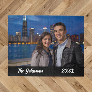 Modern Simple Couple Foto Jigsaw Puzzle
