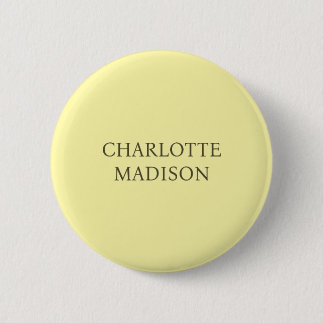 Modern Simple Cream Trendy Minimalist Plain Name Button (Vorderseite)