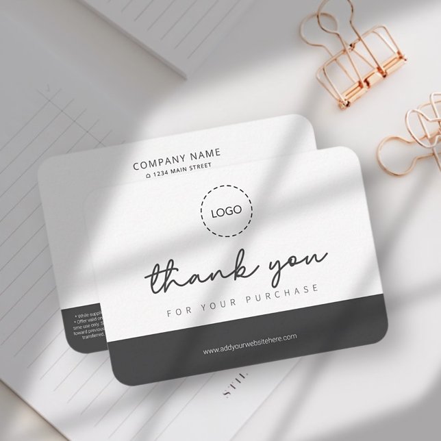 Modern Simple Custom Business Logo Coupon Promo Mitteilungskarte (Von Creator hochgeladen)