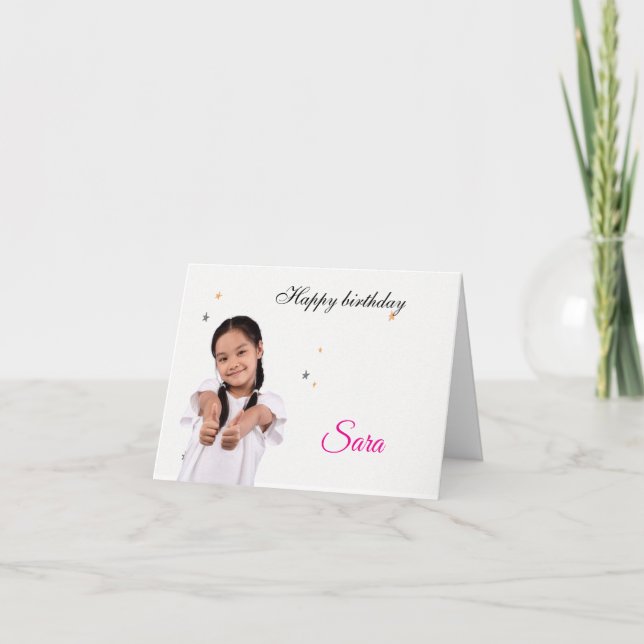 Modern Simple Custom Photo Birthday Greeting Card Dankeskarte (Vorderseite)