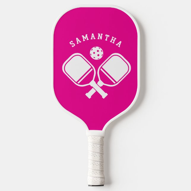Modern Simple Cute Stylish Trendy Hot Pink Pickleball Schläger (Vorderseite)