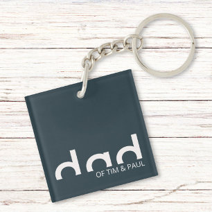 Modern Simple Dad Design with Kids Children Names Schlüsselanhänger