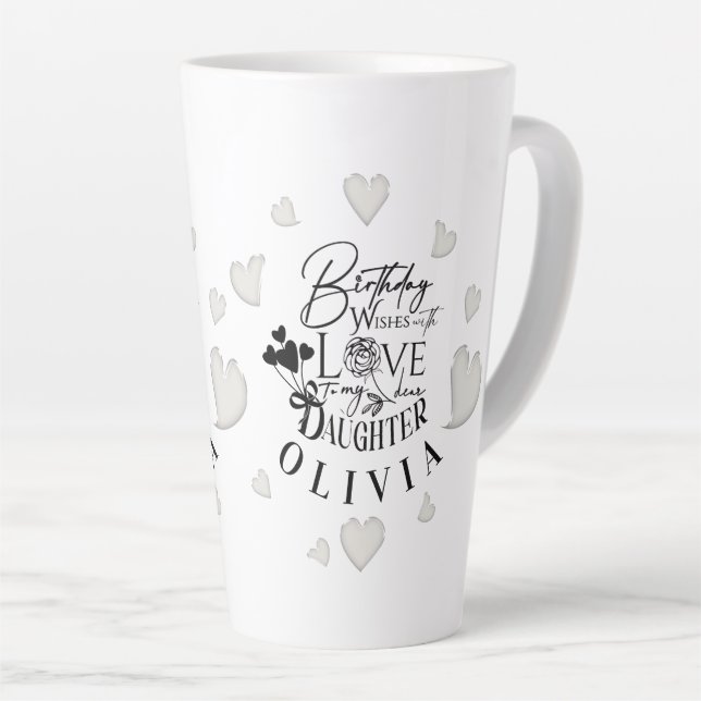 Modern Simple Daughter Birthday Design Milchtasse (Rechte Ecke)