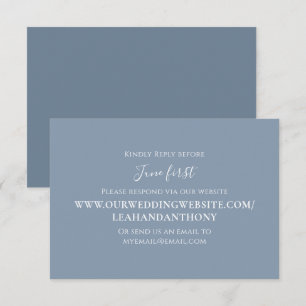 Modern Simple Dusty Blue Calligraphy Via Website RSVP Karte