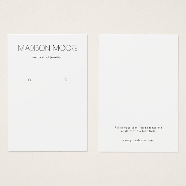 Modern Simple Earring Display Card Kleines Unterne (Vorne & Hinten)
