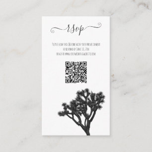 Modern Simple Elegant B&W Joshua Tree QR Code Begleitkarte