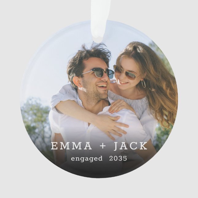 Modern Simple Elegant Engagement Photo Keepsake Ornament (Vorderseite)