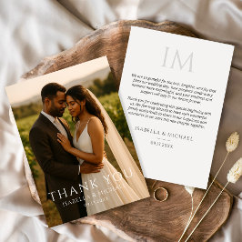 Modern Simple Elegant Photo Wedding Thank You Dankeskarte