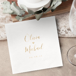 Modern simple elegant script couples names wedding servietten mit folie