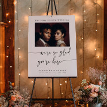 Modern Simple Elegant Script Wedding Photo Sign