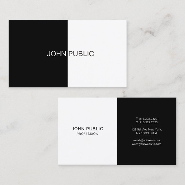 Modern Simple Elegant Template Black And White Visitenkarte (Vorne/Hinten)