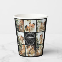 Modern Simple Family Foto Collage Monogram Party