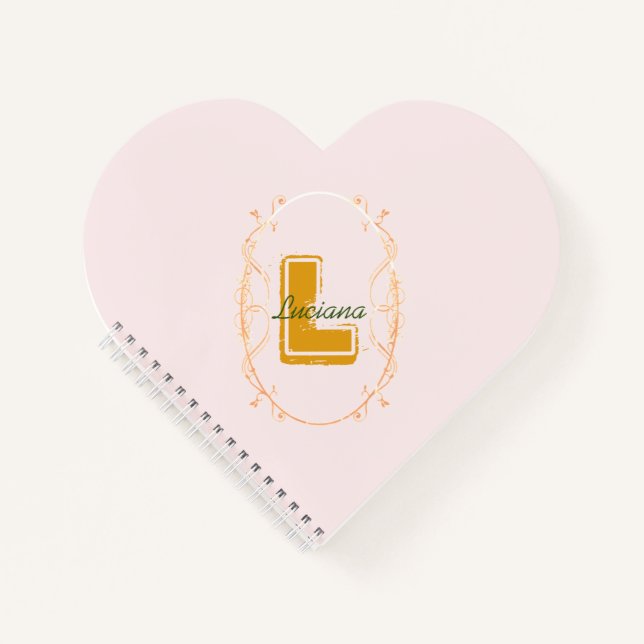 Modern Simple Feminine Girush Blush Pink Monogram Notizbuch (Vorderseite)