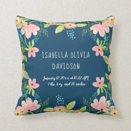 Modern Simple Floral Baby Birth Info Wasserfarbe Kissen
