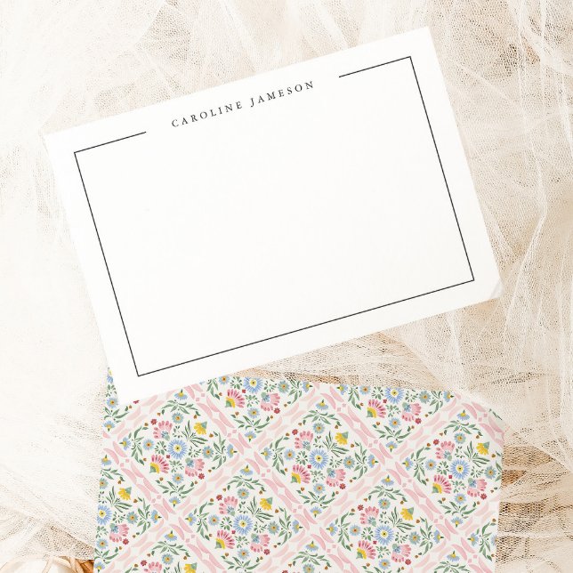 Modern Simple Floral Name Flat Note Card Mitteilungskarte (Von Creator hochgeladen)