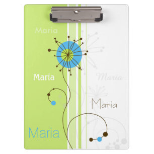 Modern Simple Flower Green Your Name Klemmbrett