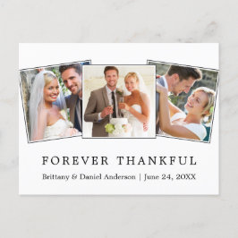 Modern Simple Forever Thankful Wedding 3 Foto Postkarte