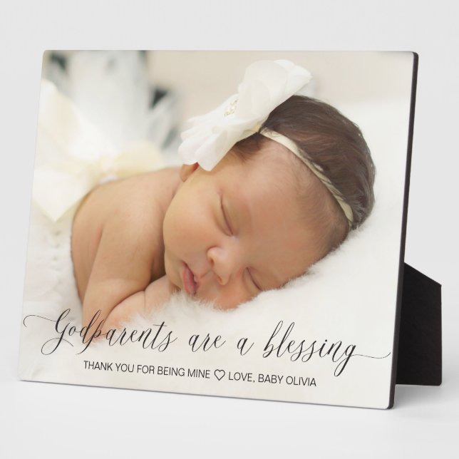 Modern Simple Foto Baptisse Gift for Godeltern Fotoplatte (Seite)