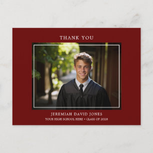 Modern Simple Foto Dark Red Grad Vielen Dank Postkarte