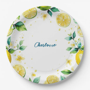 Modern Simple Gelb Lemon Wasserfarbe Geburtstag Pappteller