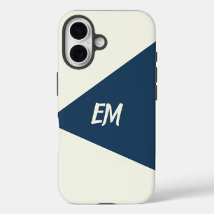 Modern Simple Geometric Blue und Cream iPhone 16 Hülle