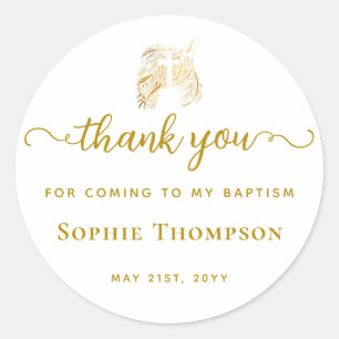 Modern Simple Gold Dove White Cross Vielen Dank Runder Aufkleber