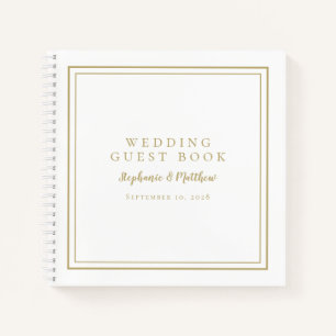 Modern Simple Gold White Wedding Budget Gästebuch Notizbuch