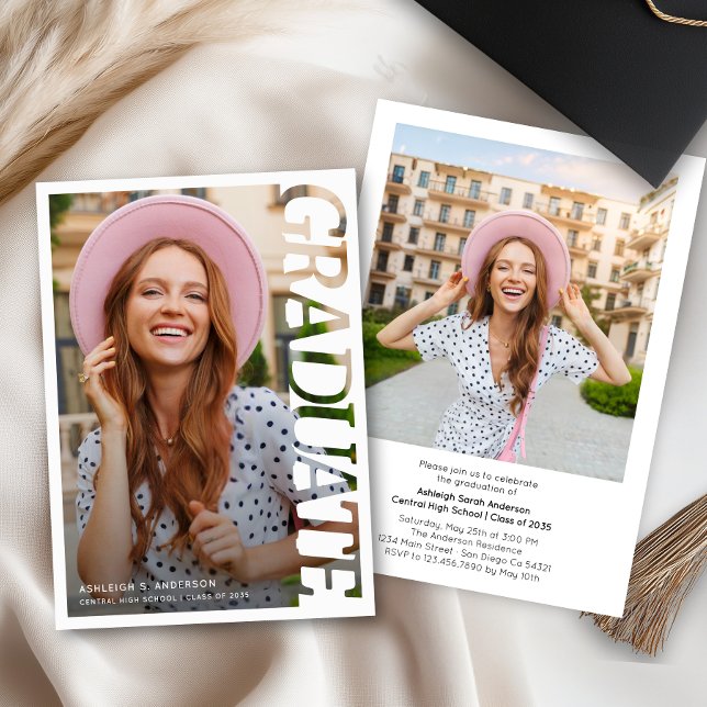 Modern Simple Graduate 2 Photo Graduation Party  Einladung (Von Creator hochgeladen)