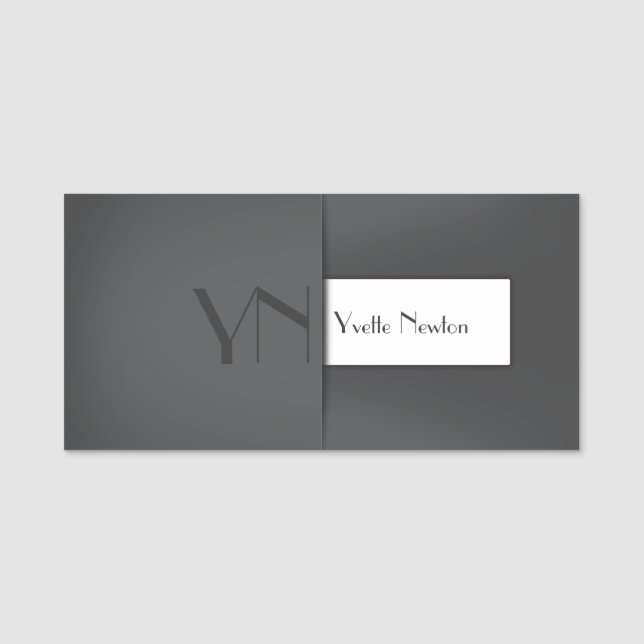 Modern Simple Grau Anthracite Monogramm Name Namensschild (Vorderseite)