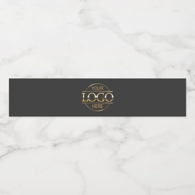 Modern Simple Gray Company Business-Logo Wasserflaschenetikett (Einzelnes Label)