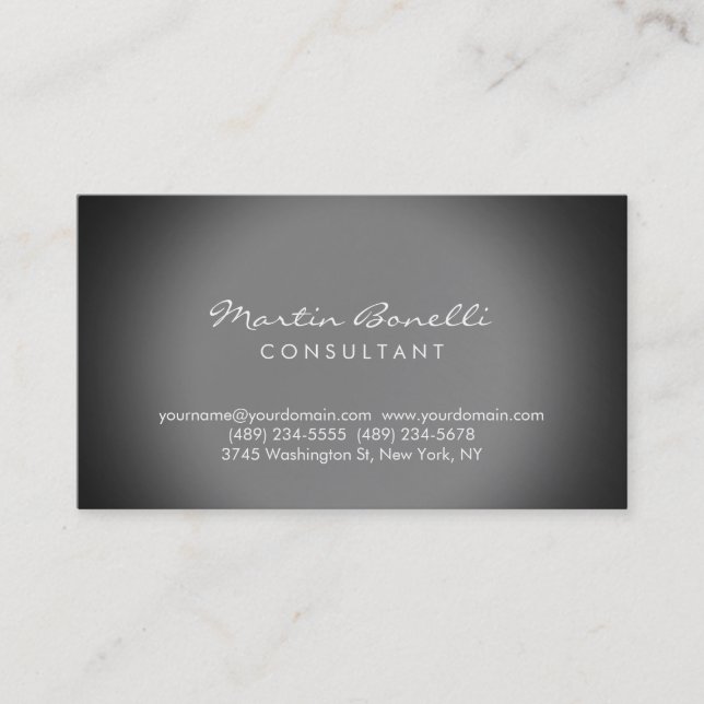 Modern Simple Gray Consultant Business Card Visitenkarte (Vorderseite)