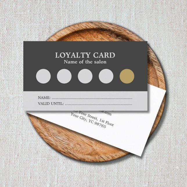 Modern Simple Gray Silver Salon Loyalty Card Treuekarte (Von Creator hochgeladen)