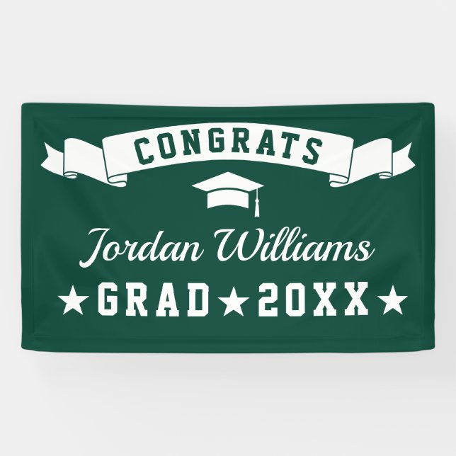 Modern Simple Green Graduation Party 2024 Banner (Horizontal)