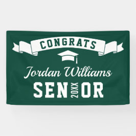 Modern Simple Green White Graduation Party 2024 Banner
