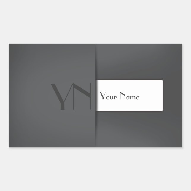 Modern Simple Grey Anthracite Monogram Name Rechteckiger Aufkleber (Vorderseite)