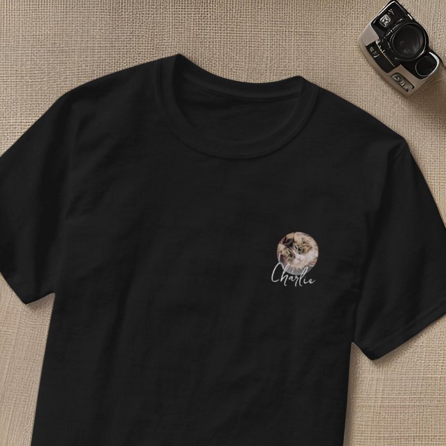 Modern Simple Grunge Custom Abzeichen Pet Foto Nam T-Shirt (Von Creator hochgeladen)
