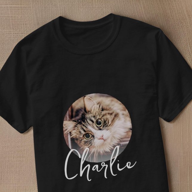 Modern Simple Grunge Custom Abzeichen Pet Foto Nam T-Shirt (Von Creator hochgeladen)