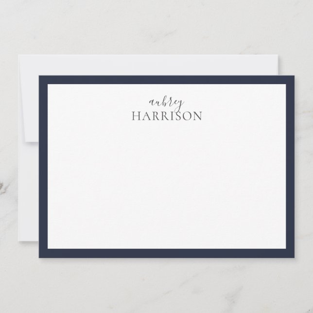 Modern Simple Handwriting Name Navy Blue Mitteilungskarte (Vorderseite)