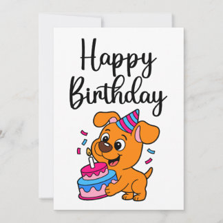 Modern Simple Happy Birthday Cute Dog Mitteilungskarte