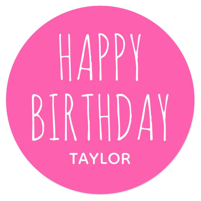 Modern Simple Happy Birthday Sticker Pink (Von Creator hochgeladen)