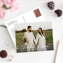 Modern Simple Heart Script Wedding Foto Vielen Dan