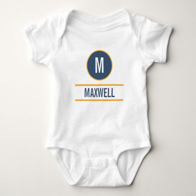 Modern Simple Initial | Benutzerdefinierter Niedli Baby Strampler (Vorderseite)