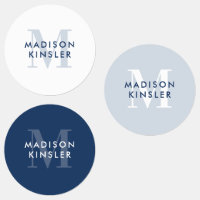 Modern Simple Initial Boho Blue Waterproof Name