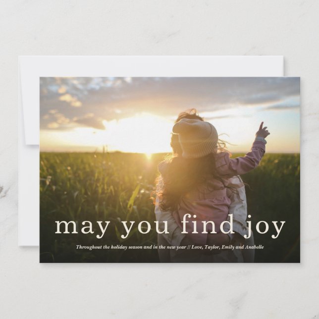 Modern Simple Joy // Holiday Full Foto Card Einladung (Vorderseite)
