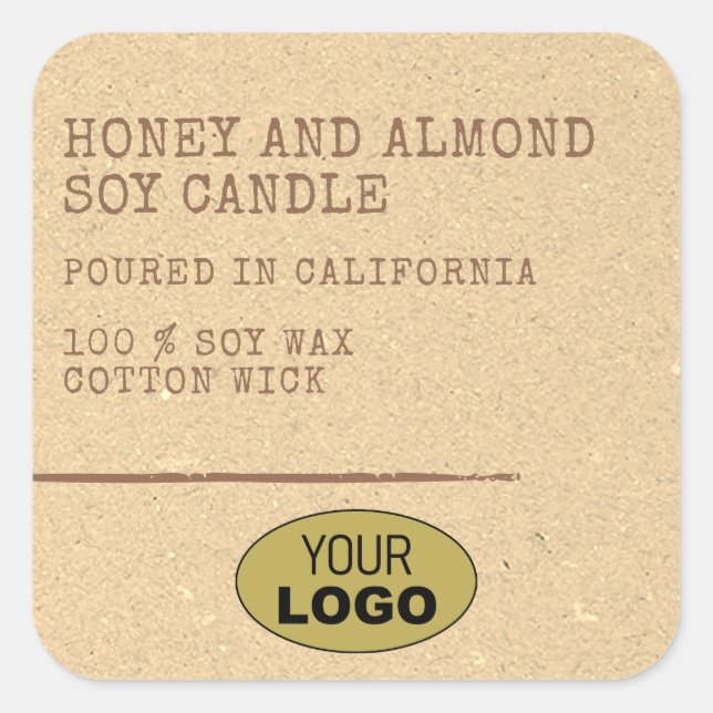 Modern Simple Kraft Paper Beige Logo Template Quadratischer Aufkleber (Vorderseite)