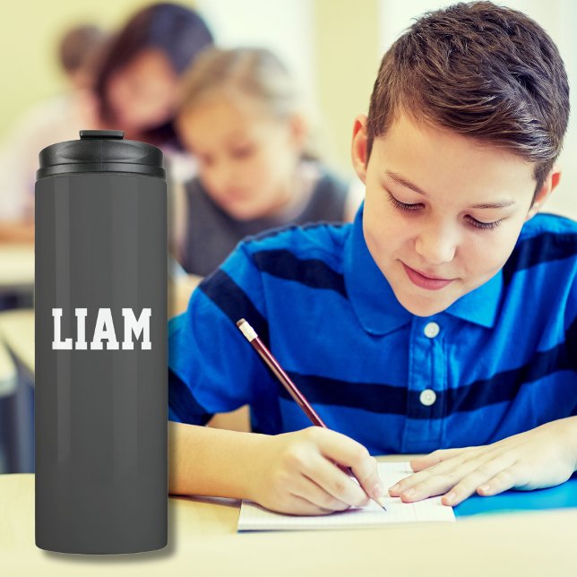 Modern Simple Liam Personalisiert Kindergarten Thermosbecher (Von Creator hochgeladen)
