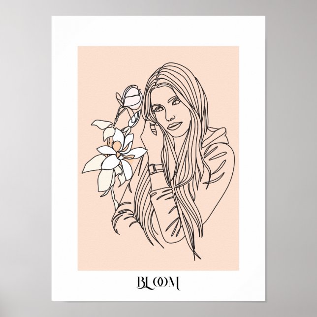 Modern Simple Line Art Black , Boho Chic Poster (Vorne)