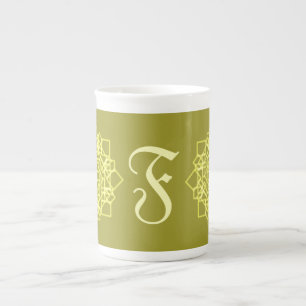 Modern Simple line stripes floral monogram name Prozellantasse